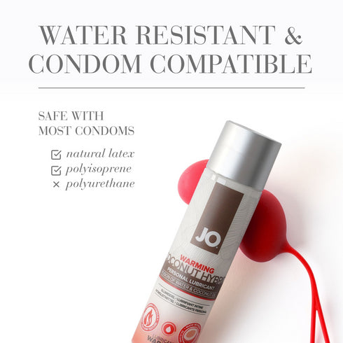 Lubricante híbrido sin silicona JO con calentamiento de coco
